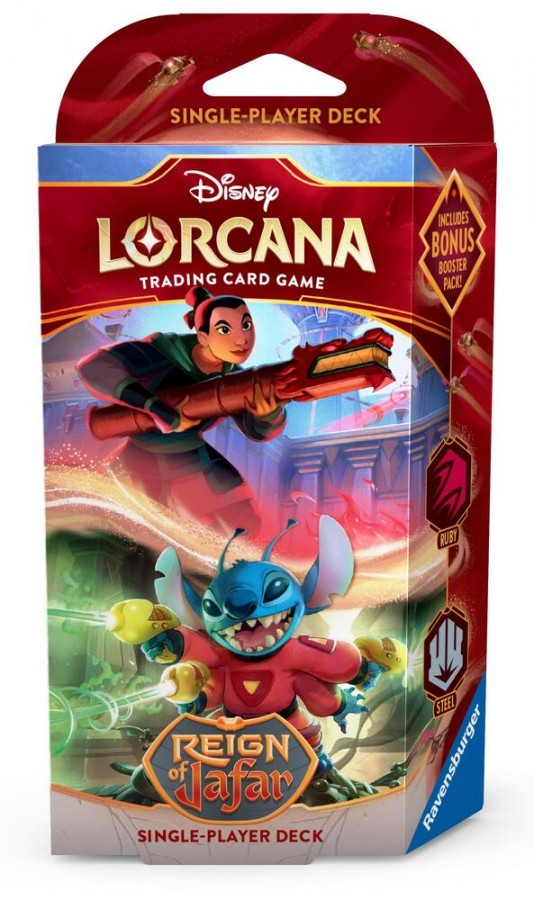 roj_starter_deck_ruby_steel.jpg Disney Lorcana: Reign of Jafar Starter Deck (Ruby & Steel) - Image 1