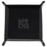 Dice Tray: Velvet Folding Tray with Leather Back- 10" x 10" Black