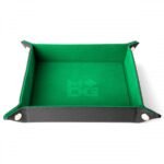 Dice Tray: Velvet Folding Tray with Leather Back- 10" x 10" Green