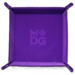 Dice Tray: Velvet Folding Tray with Leather Back- 10" x 10" Purple